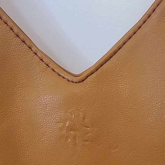 Anthropologie Small Shoulder Bag Chain Crossbody Shoulder Strap Gold Camel Tan - Picture 5 of 16